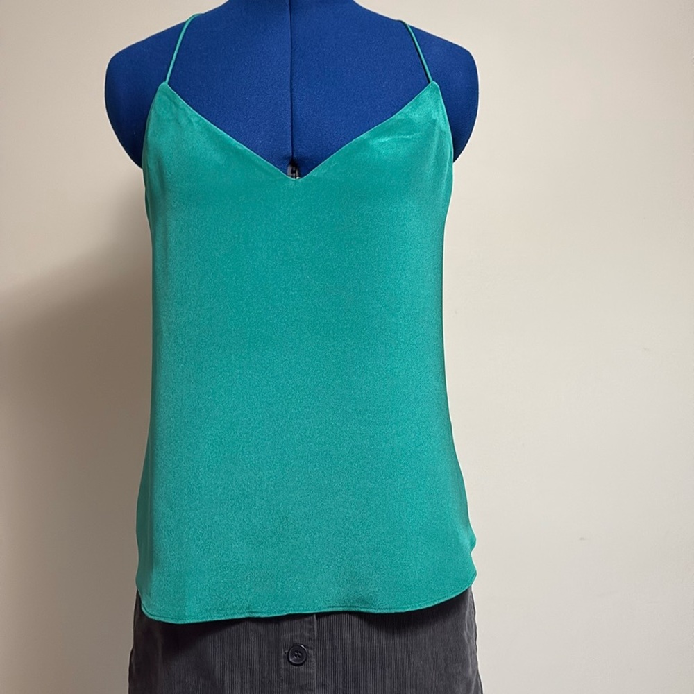 J.Crew Cari cami in emerald silk